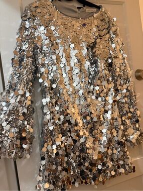 12th Tribe Silver Sequin Mini Dress